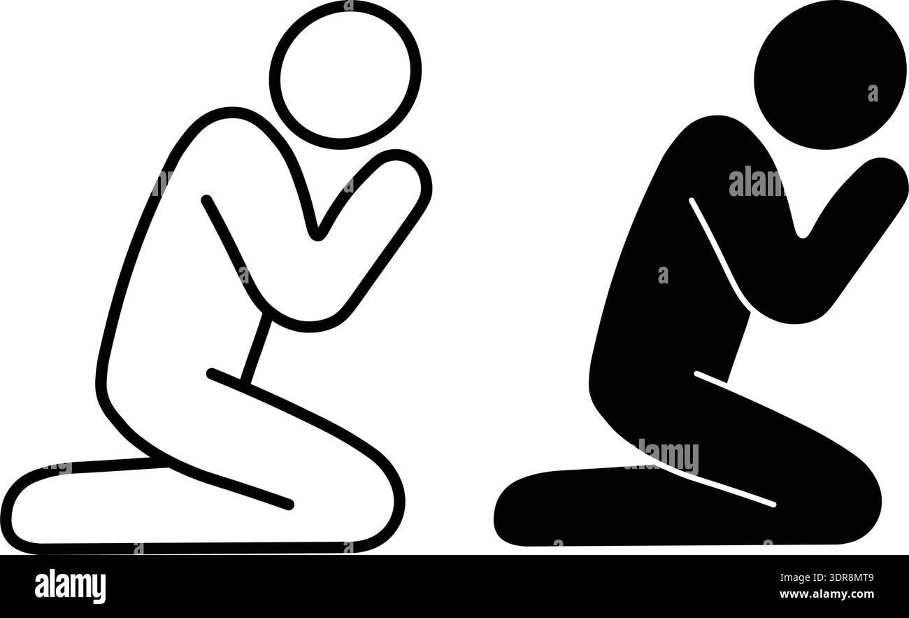 Praying Person Icon, Prayer Pose Human Pictogram Symbol Illustration ...