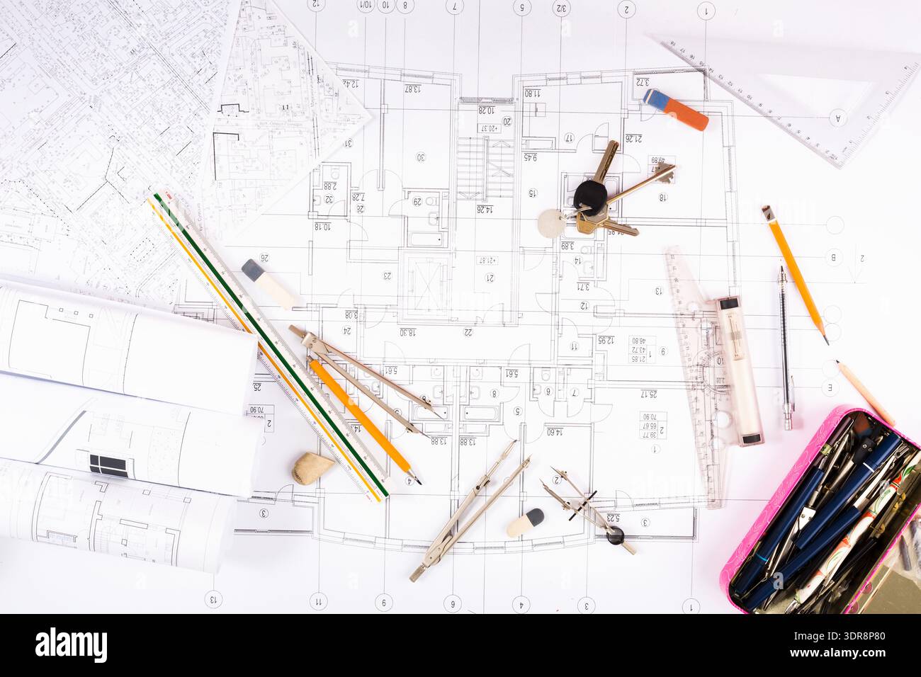 Photo Collage Example Technical Drafting Collage of Architectural Plans and Tools on a Workspace With Diverse ...