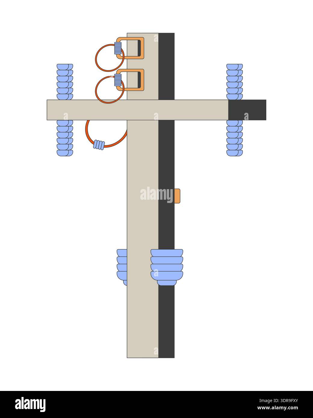 Electric utility pole 2D cartoon object Stock Vector