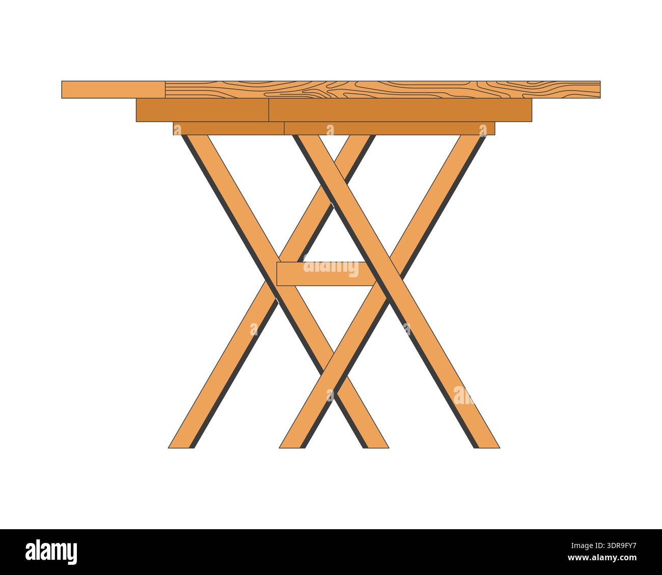 Wooden folding work table 2D cartoon object Stock Vector