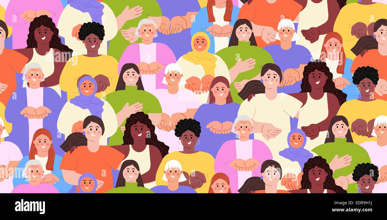 Give To Gain IWD 2026 seamless pattern vector illustration Stock Vector