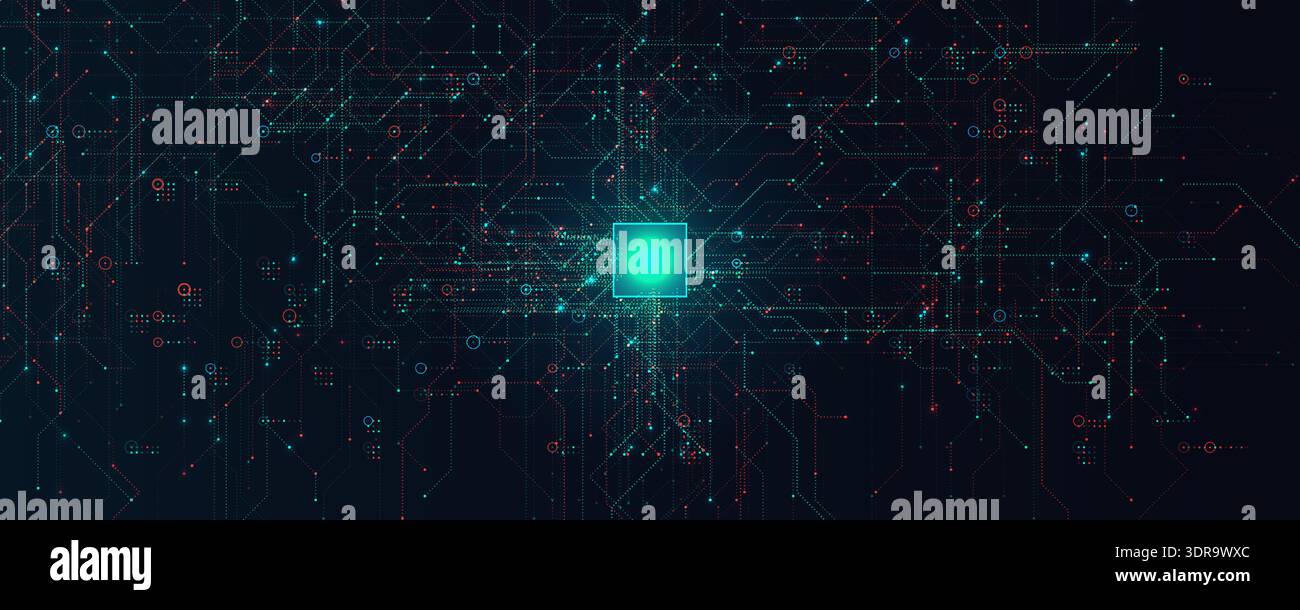 AI Chipset Artificial Intelligence Logo Background. Glow CPU Microchip ...