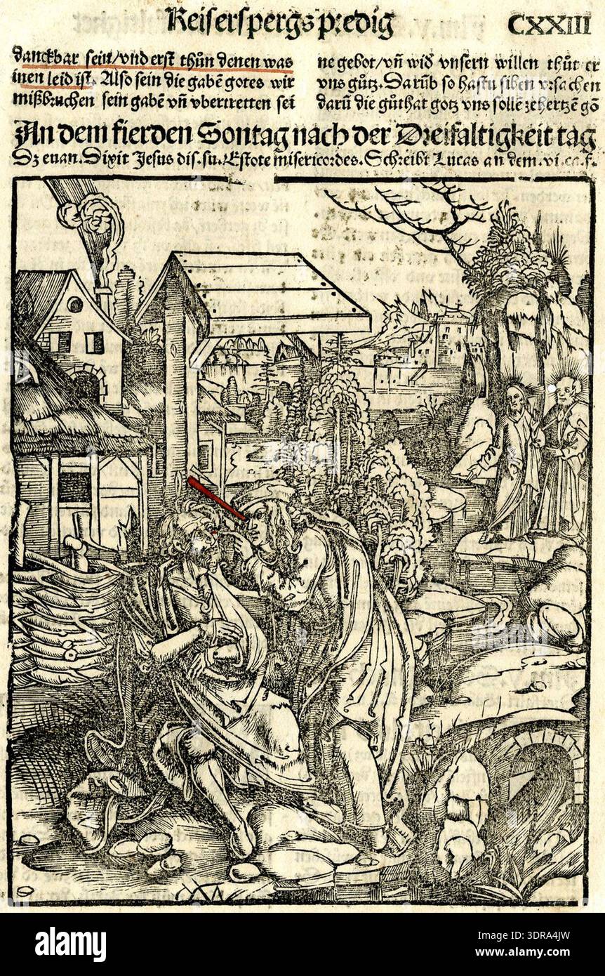 This 1517 woodcut and letterpress by Hans Franck depicts the parable of ...
