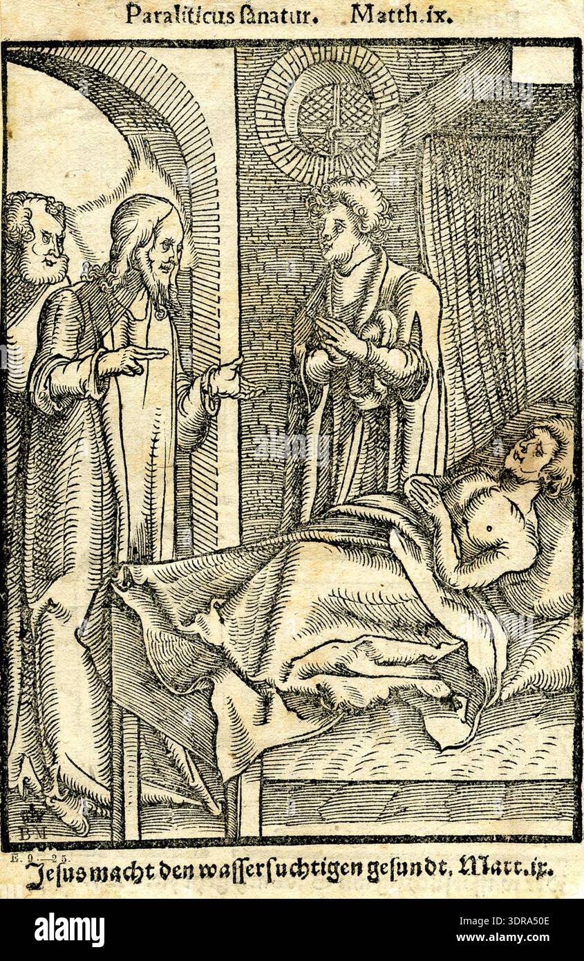 This 1537 woodcut and letterpress book-illustration depicts Christ ...