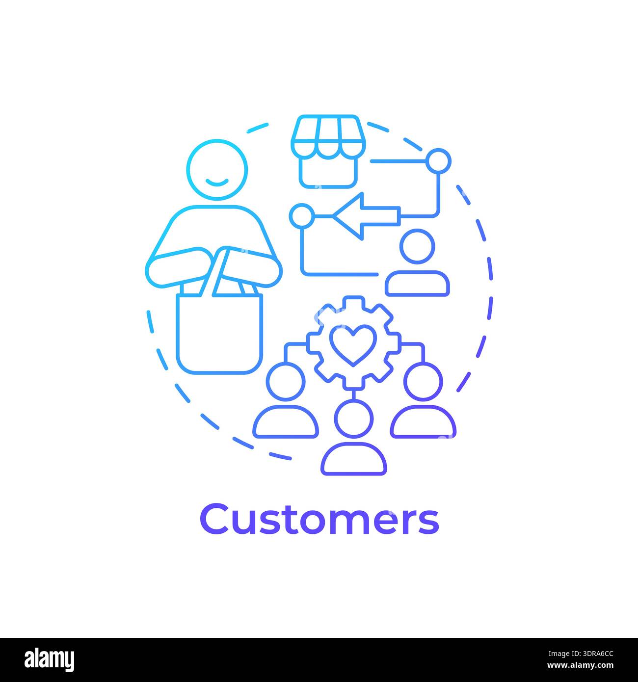 Customers blue gradient concept icon Stock Vector