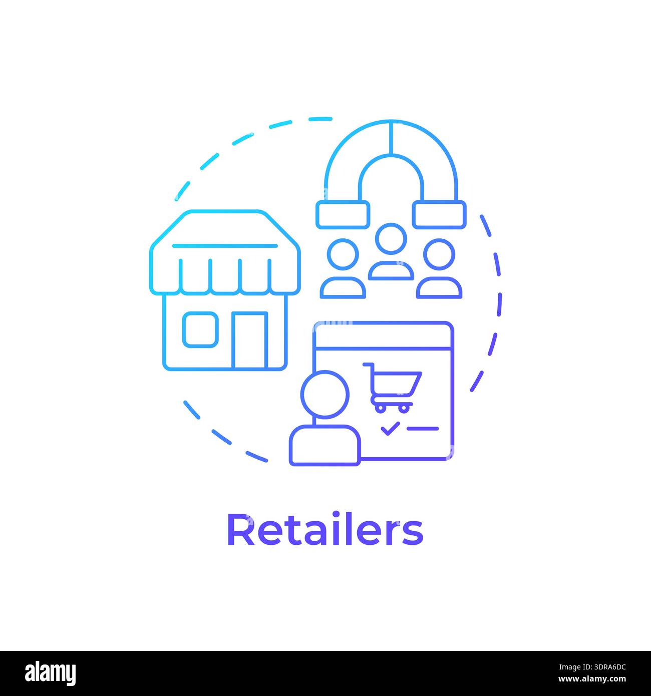 Retailers blue gradient concept icon Stock Vector