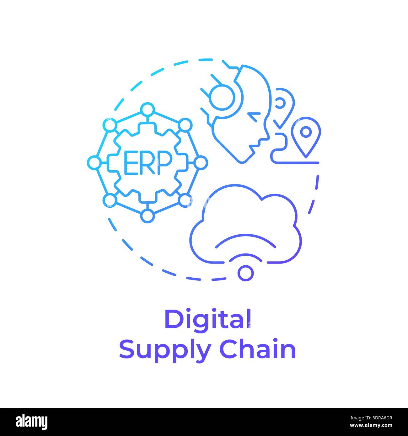 Digital supply chain blue gradient concept icon Stock Vector