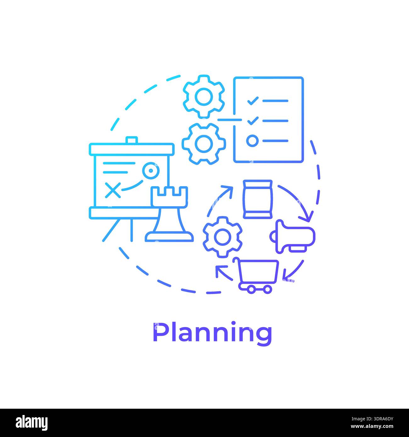Planning blue gradient concept icon Stock Vector