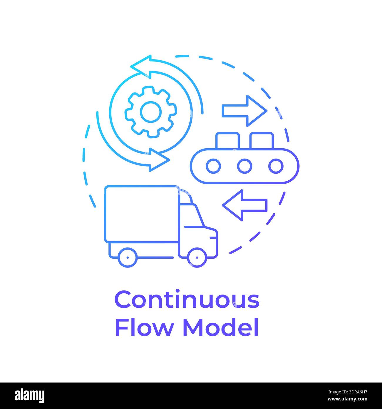 Continuous flow model blue gradient concept icon Stock Vector