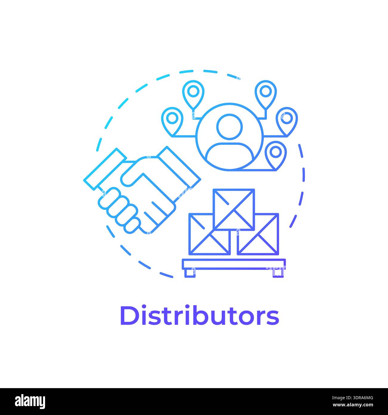 Distributors blue gradient concept icon Stock Vector