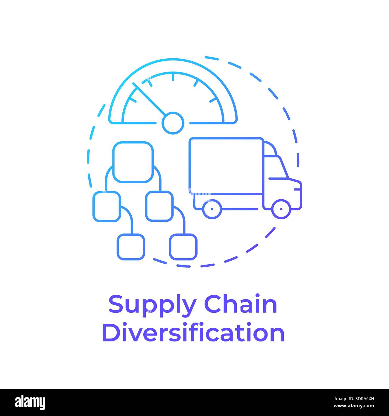 Supply chain diversification blue gradient concept icon Stock Vector