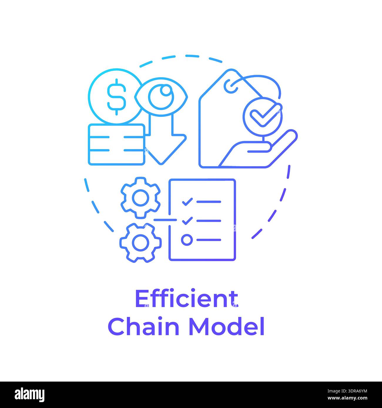 Efficient chain model blue gradient concept icon Stock Vector