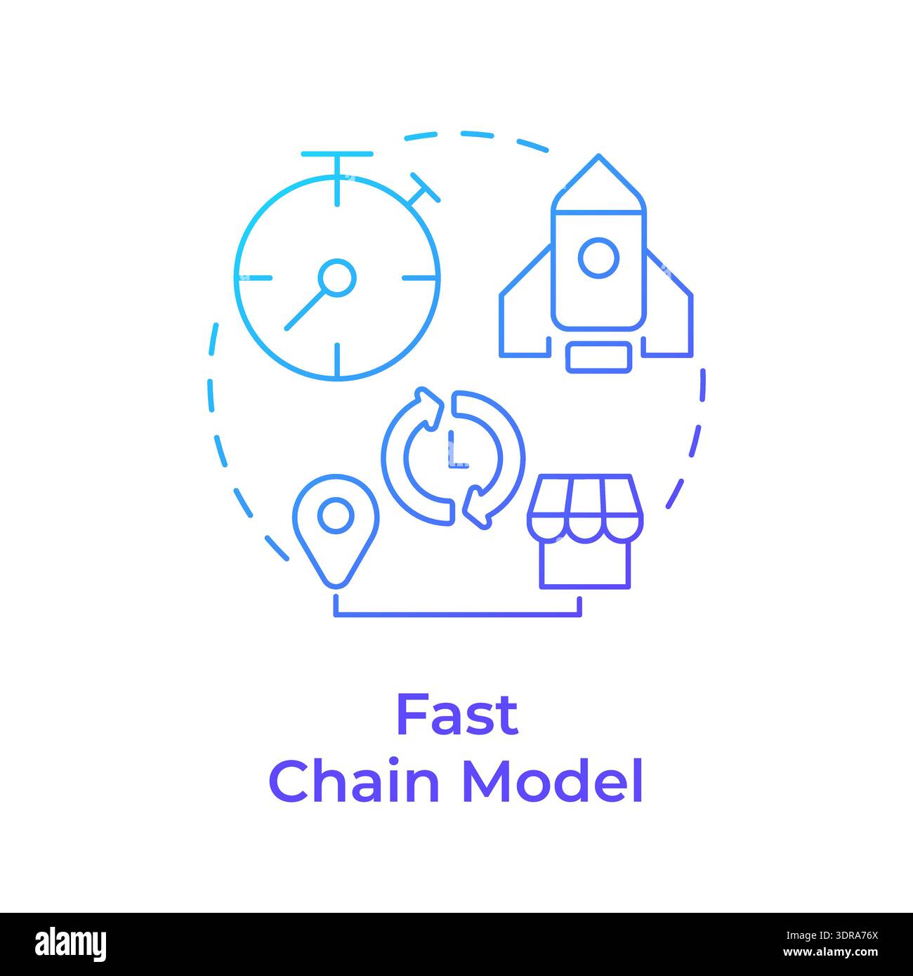 Fast chain model blue gradient concept icon Stock Vector