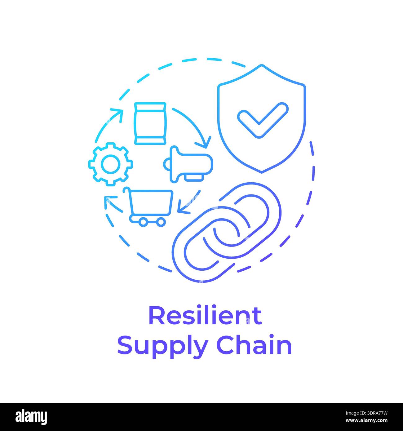 Resilient supply chain blue gradient concept icon Stock Vector