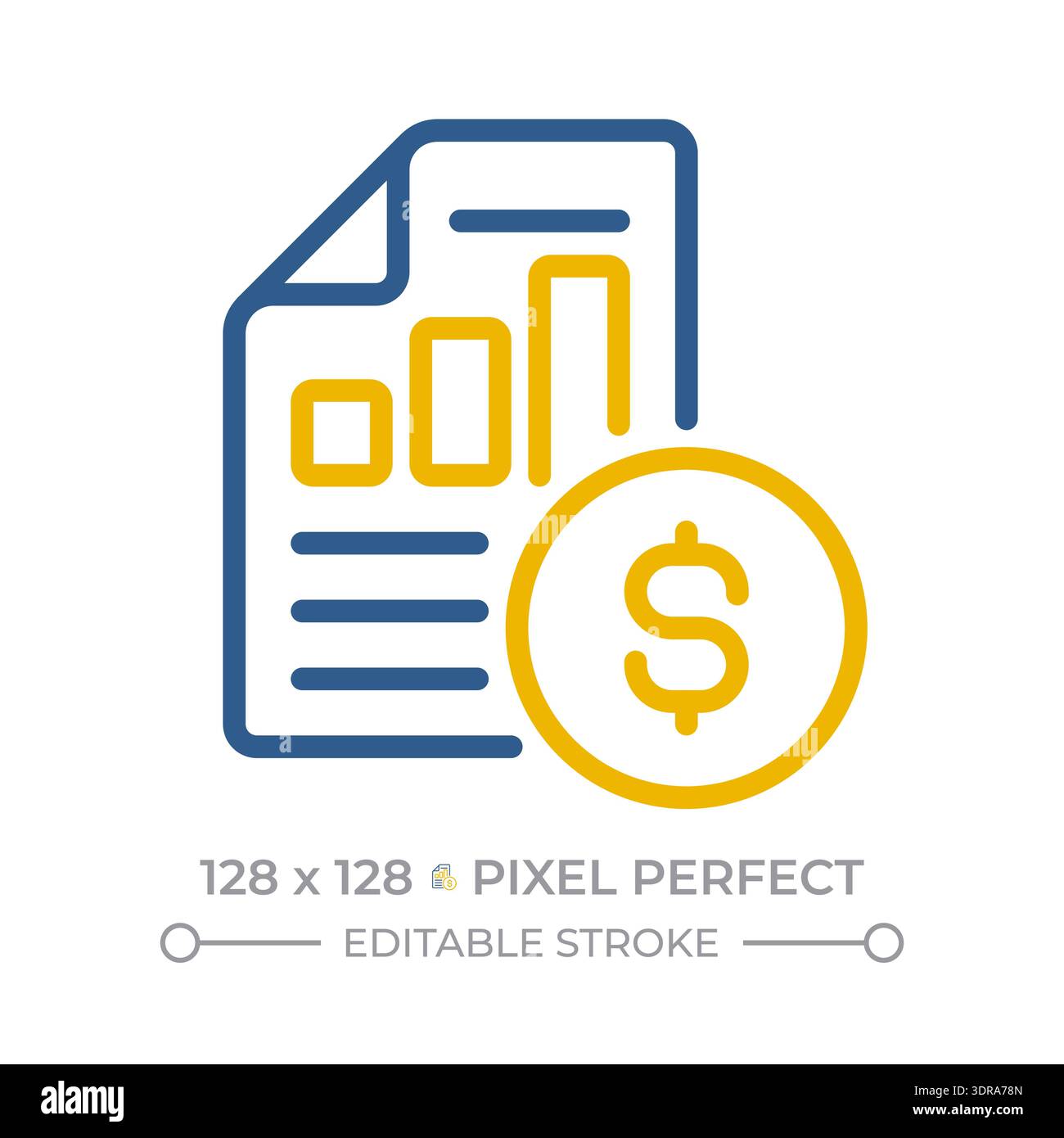 Financial statement pixel perfect two color line icon Stock Vector