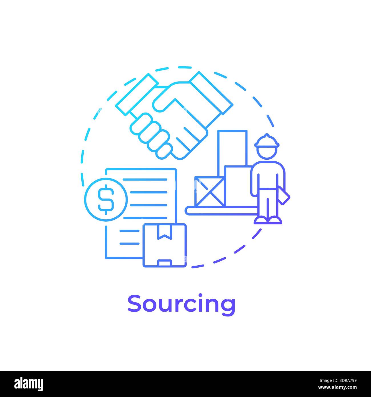 Sourcing blue gradient concept icon Stock Vector