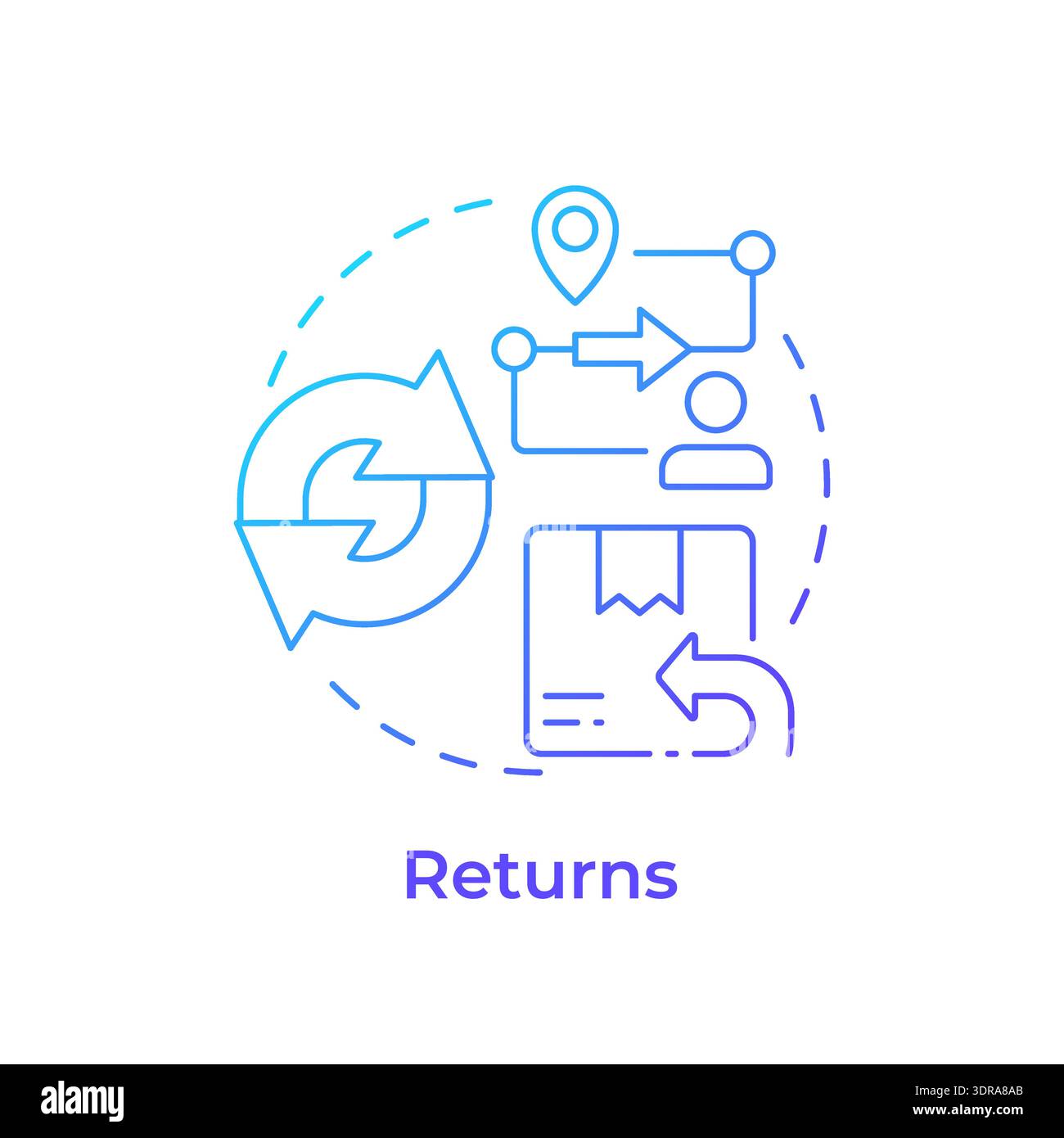 Returns blue gradient concept icon Stock Vector