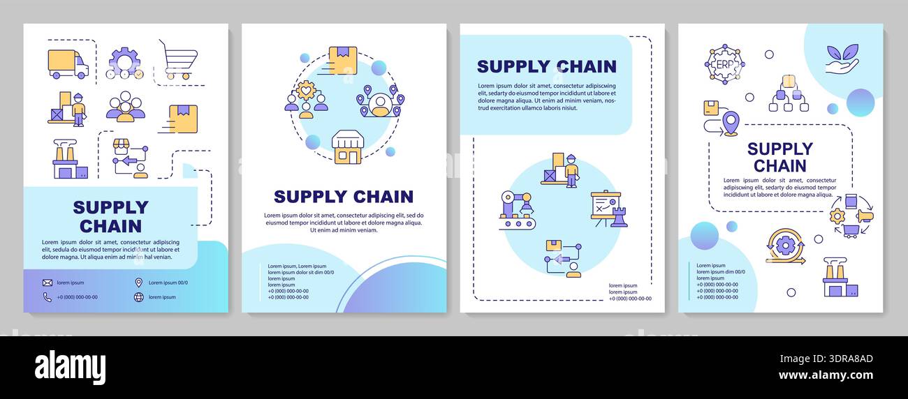 Supply chain blue gradient brochure layout Stock Vector