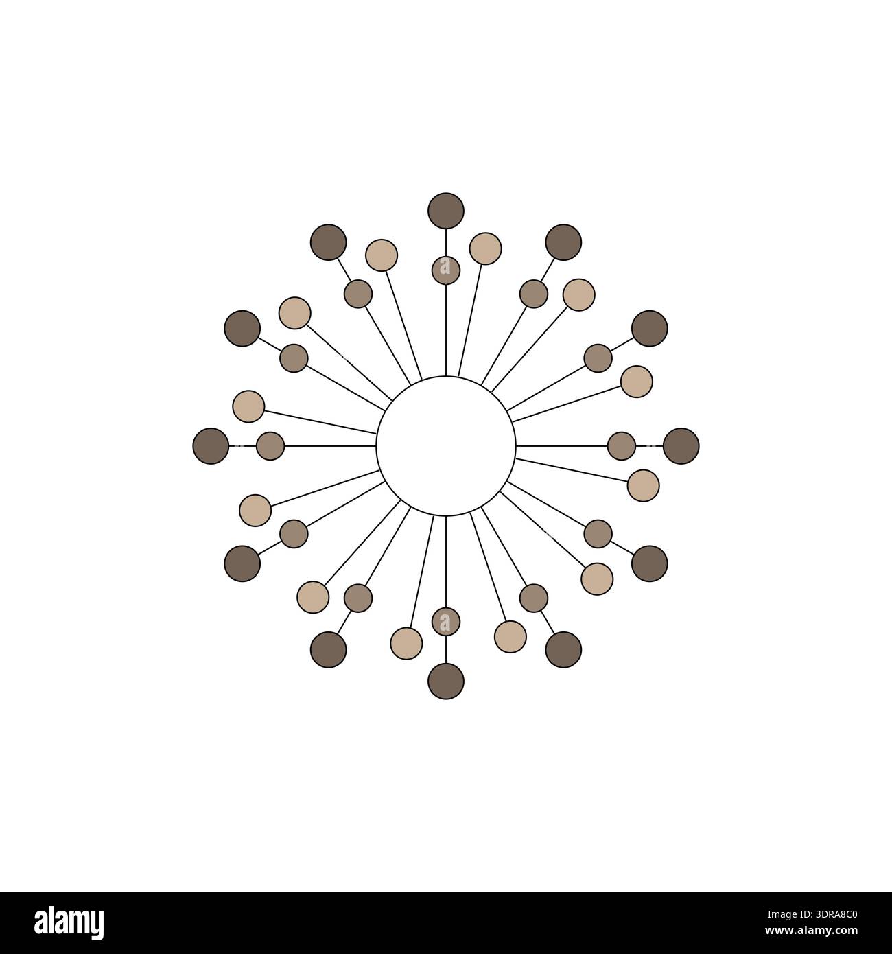 Radial spheres element. Circular abstract shape. Vector color emblem. Modern decor pattern. Stock Vector