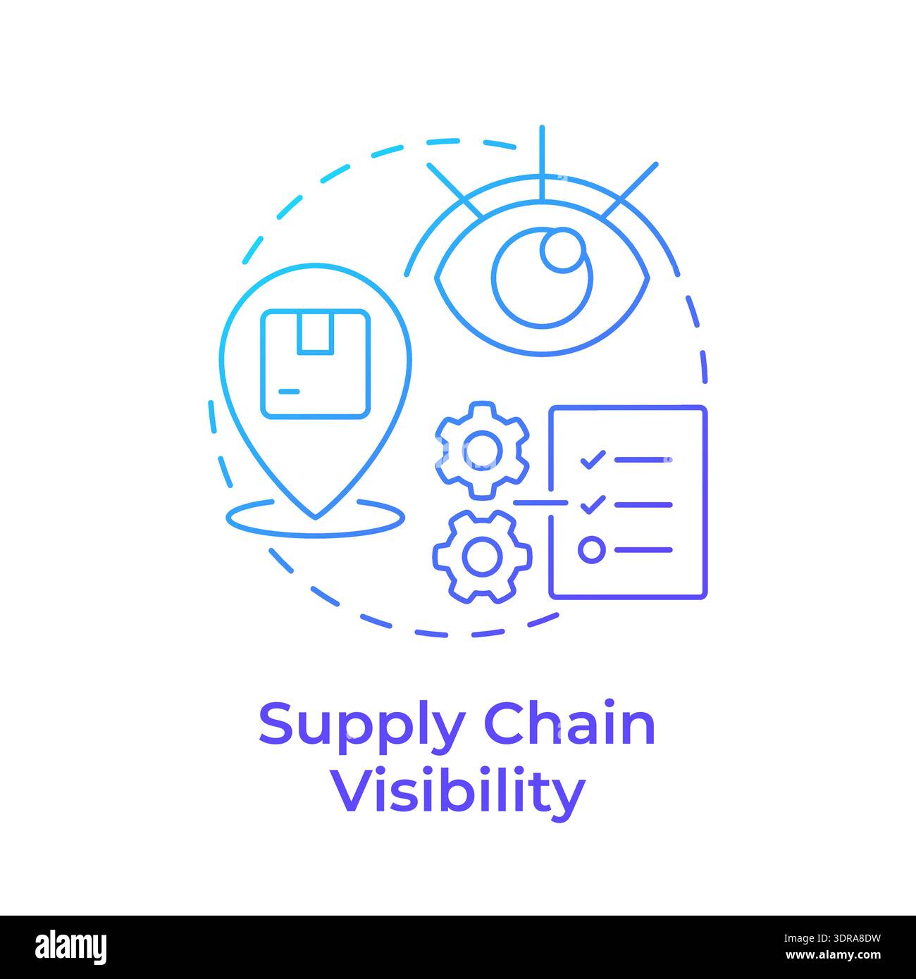 Supply chain visibility blue gradient concept icon Stock Vector