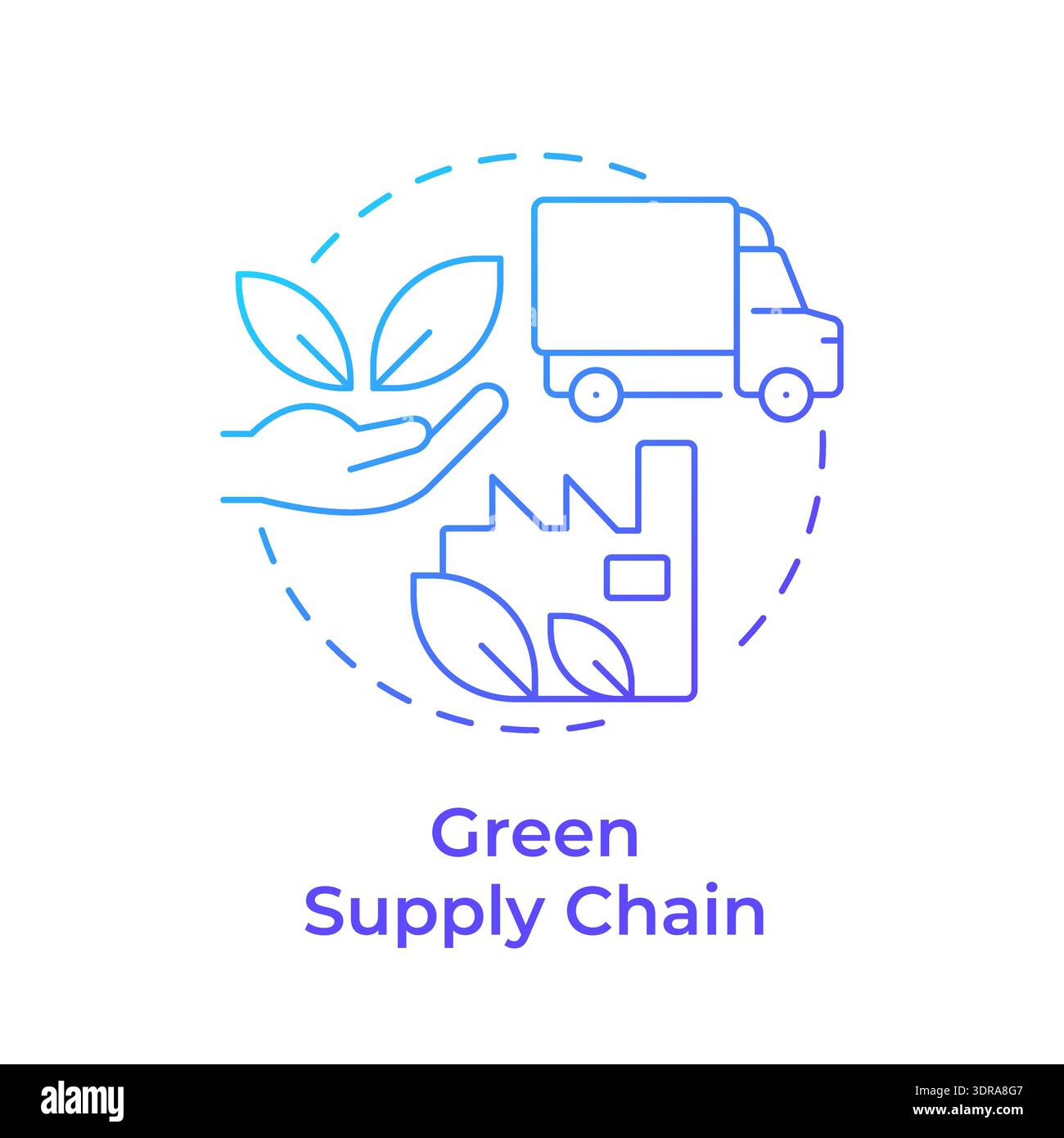 Green supply chain blue gradient concept icon Stock Vector