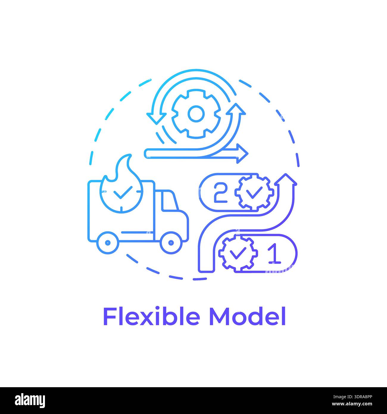 Flexible model blue gradient concept icon Stock Vector