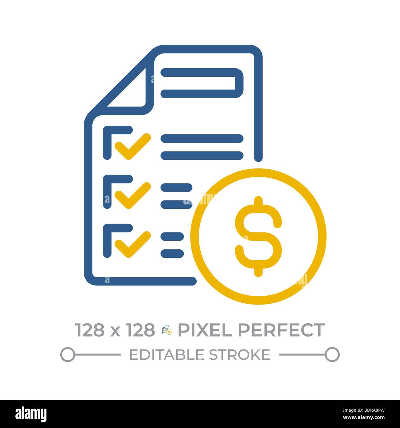 Budget planning pixel perfect two color line icon Stock Vector