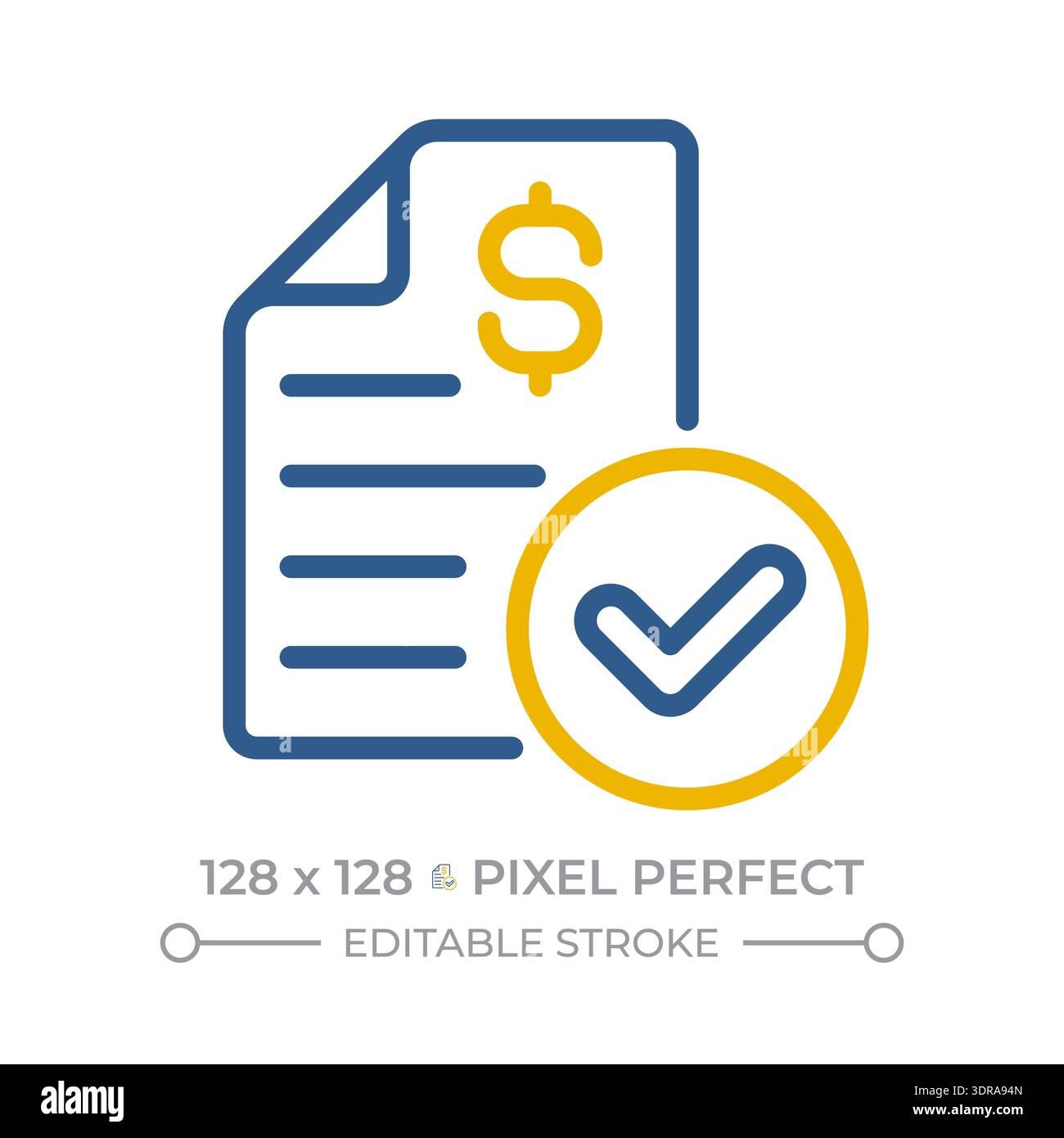 Invoice pixel perfect two color line icon Stock Vector