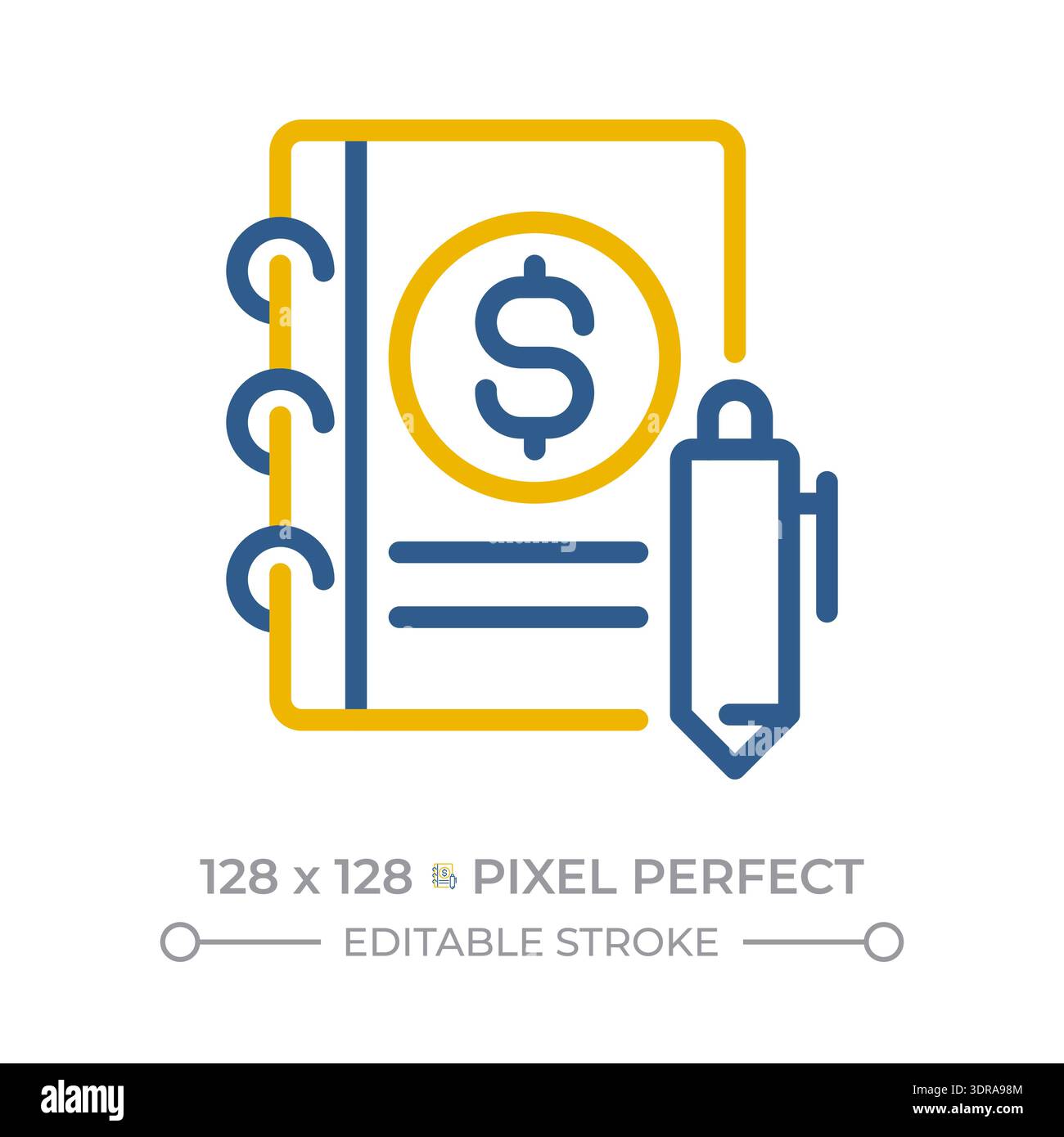 Journal entries pixel perfect two color line icon Stock Vector