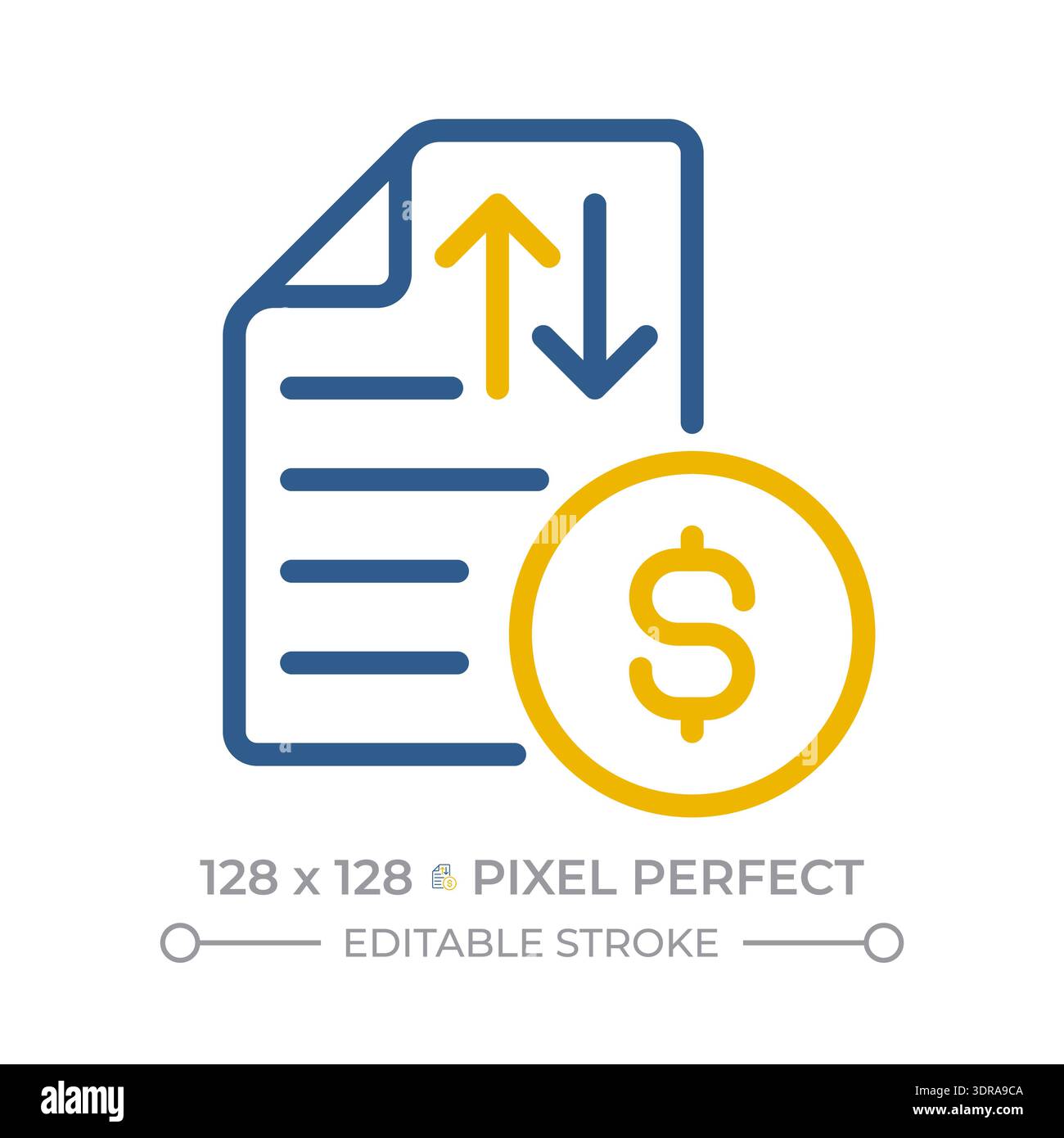 Cash flow statement pixel perfect two color line icon Stock Vector