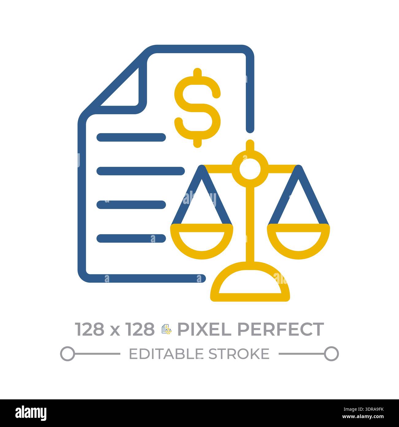 Balance sheet pixel perfect two color line icon Stock Vector