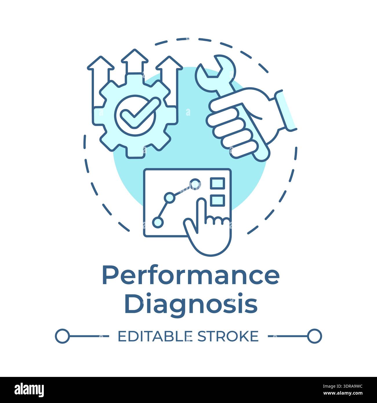 Performance diagnosis soft blue concept icon Stock Vector