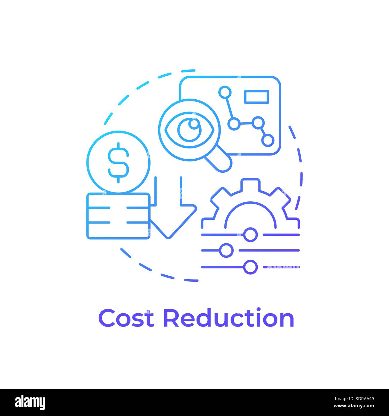 Cost reduction blue gradient concept icon Stock Vector