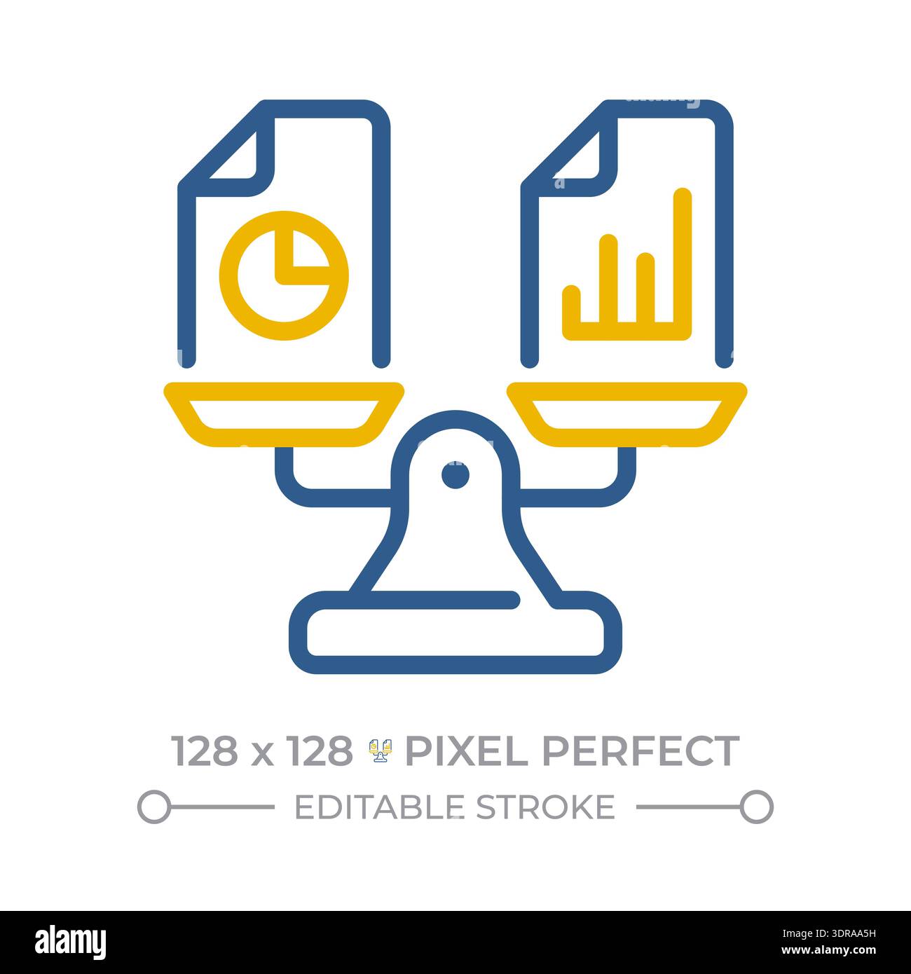Comparative financials pixel perfect two color line icon Stock Vector