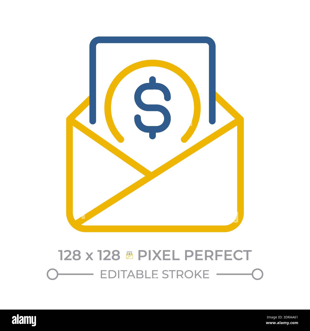 Payslip pixel perfect two color line icon Stock Vector