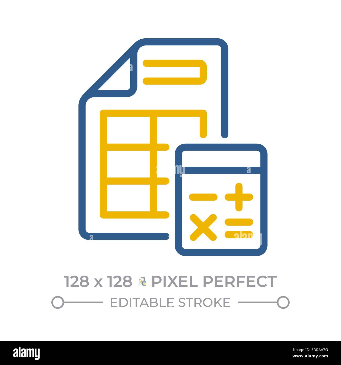 Bookkeeping pixel perfect two color line icon Stock Vector