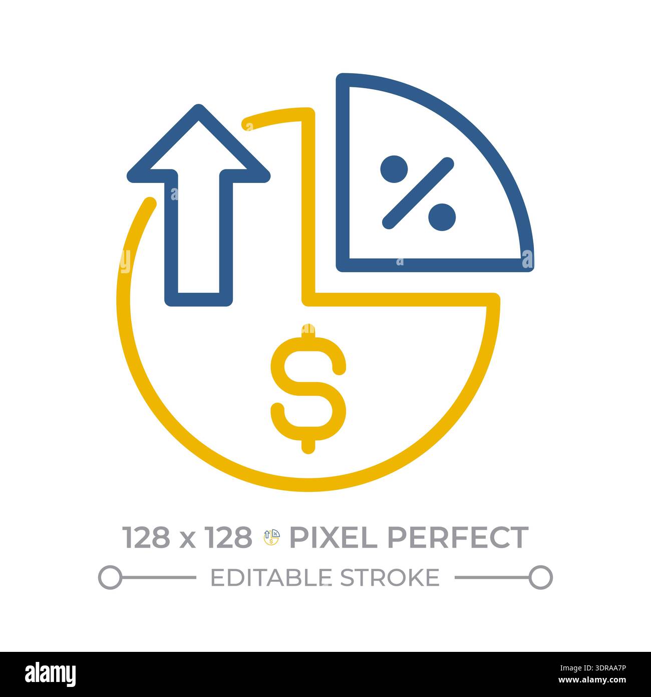 Margin analysis pixel perfect two color line icon Stock Vector