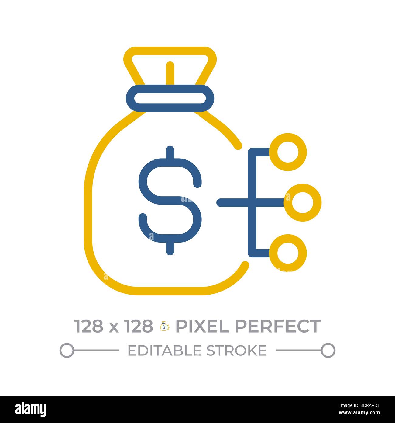 Cost structure pixel perfect two color line icon Stock Vector