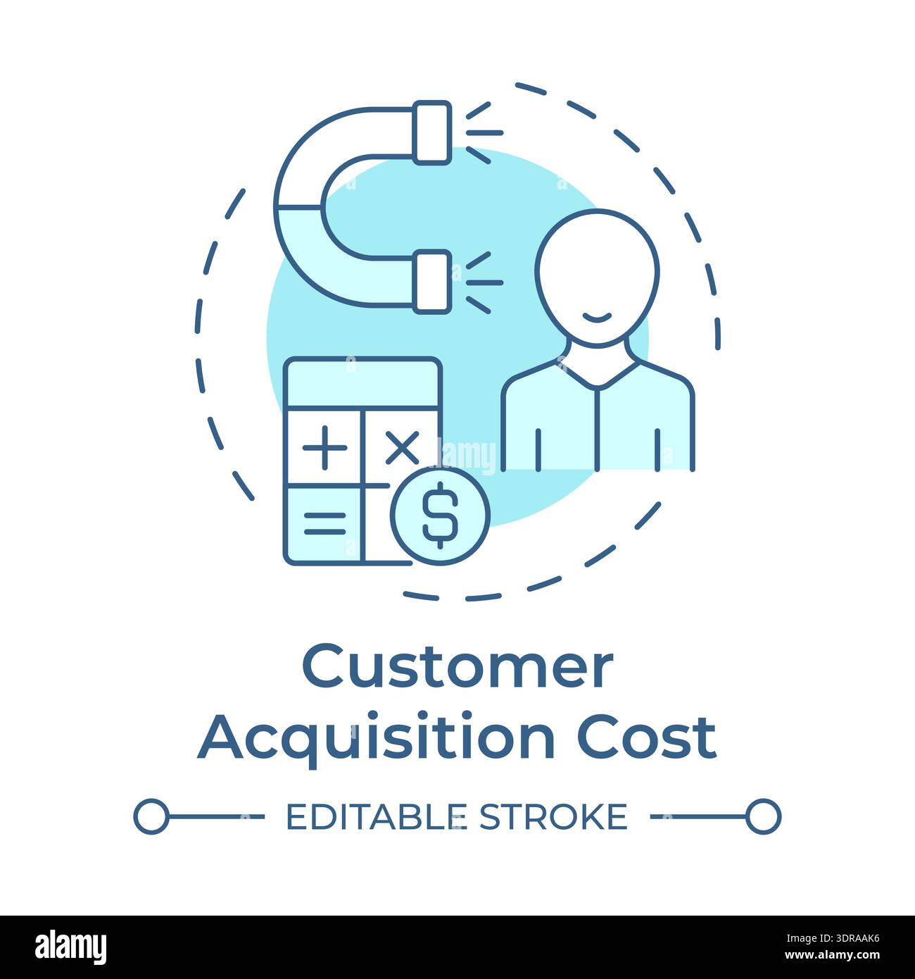Customer acquisition cost soft blue concept icon Stock Vector