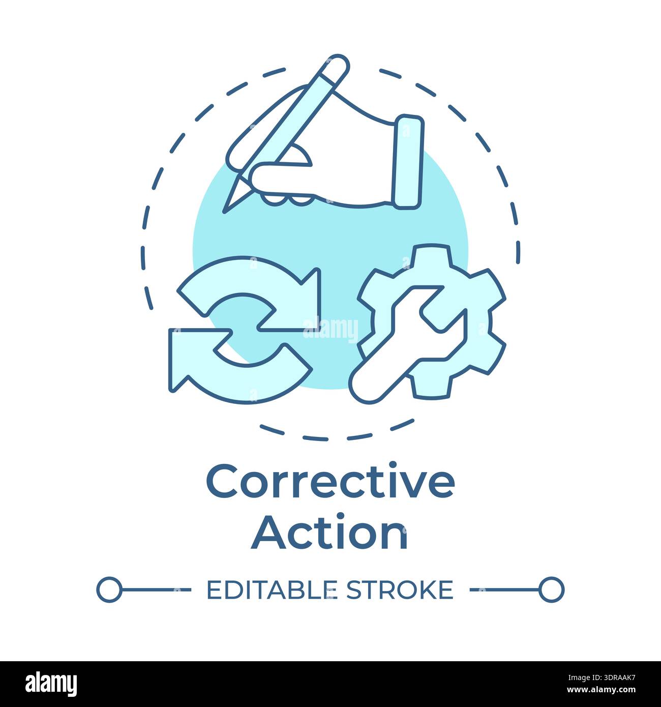 Corrective action soft blue concept icon Stock Vector