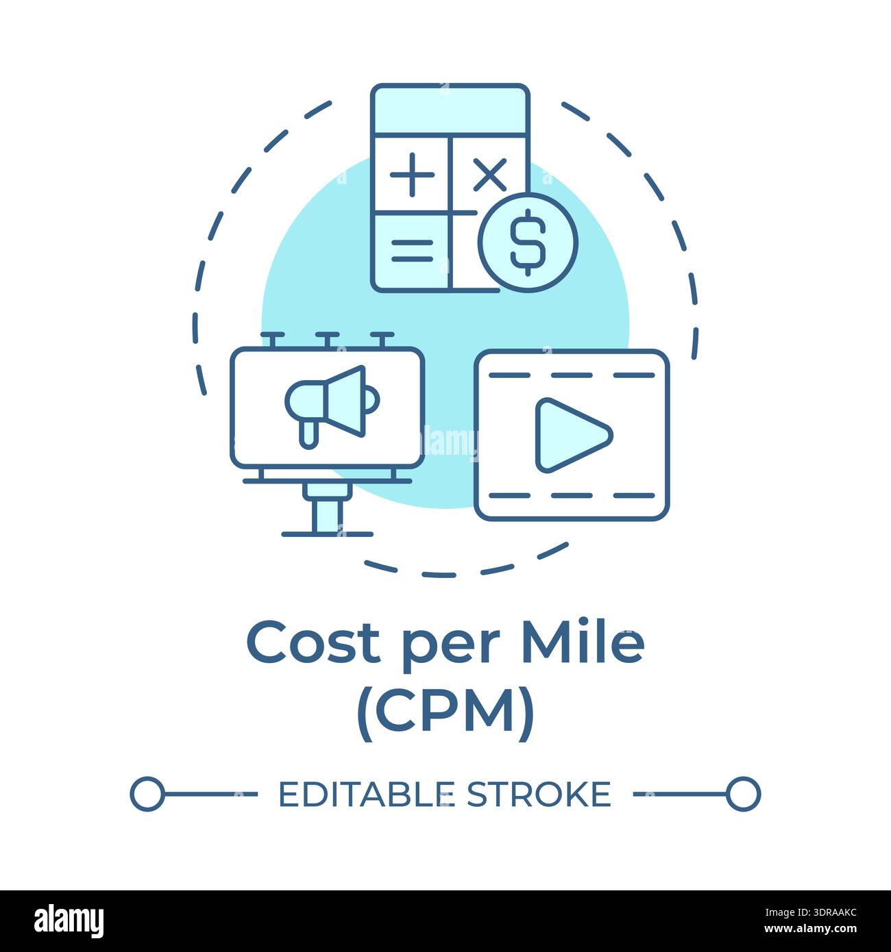 Cost per mile soft blue concept icon Stock Vector