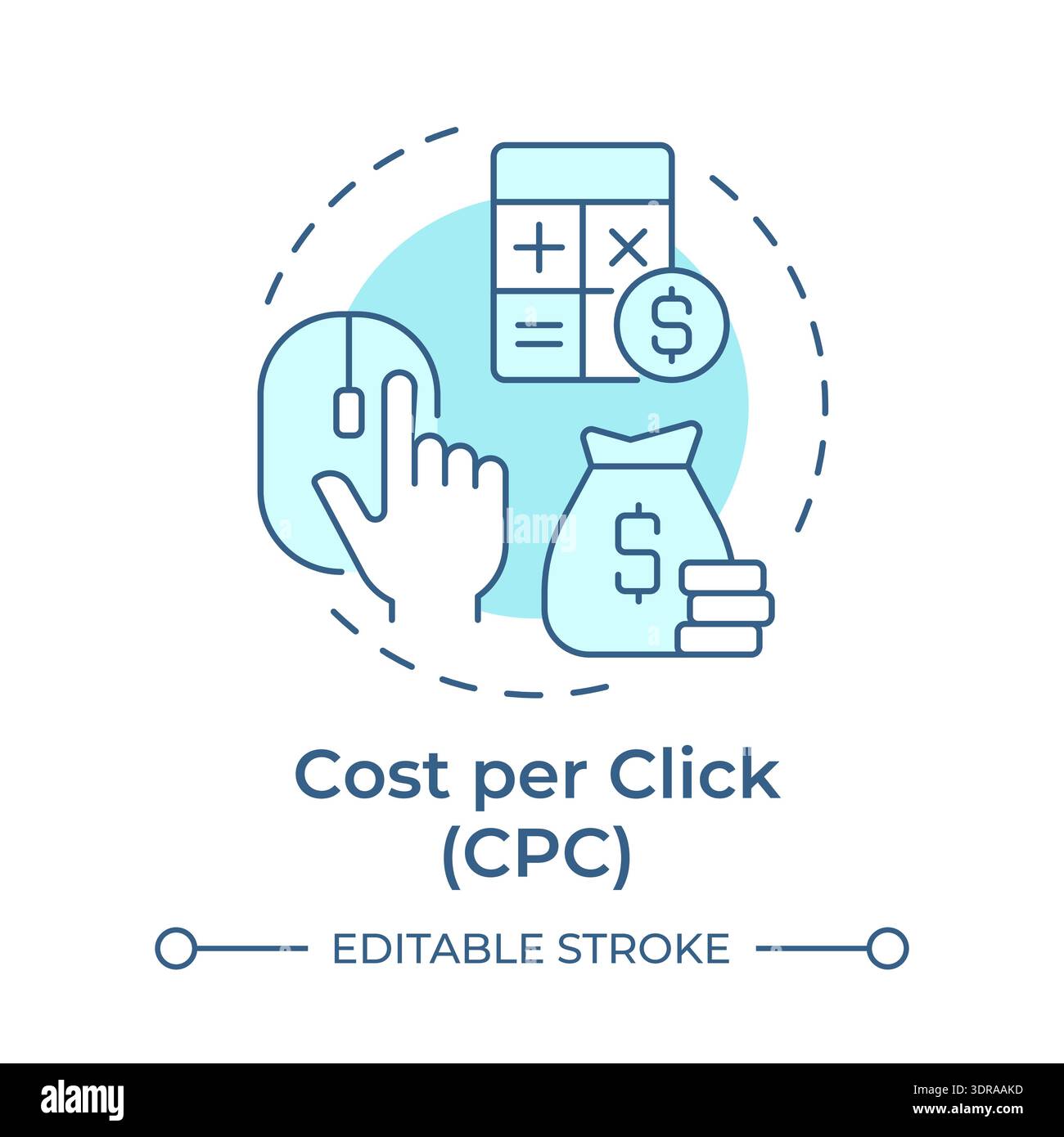 Cost per click soft blue concept icon Stock Vector