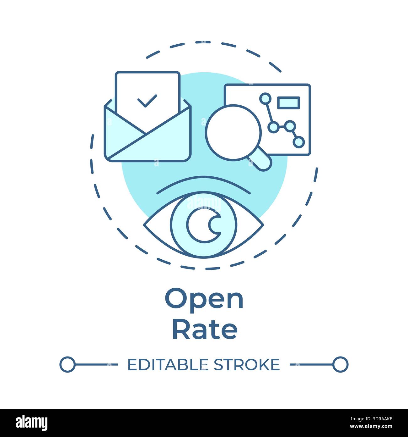 Open rate soft blue concept icon Stock Vector