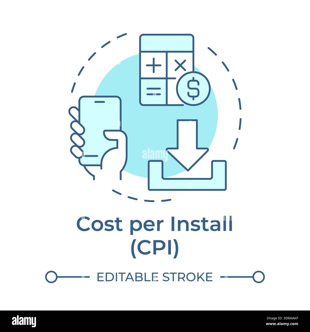 Cost per install soft blue concept icon Stock Vector
