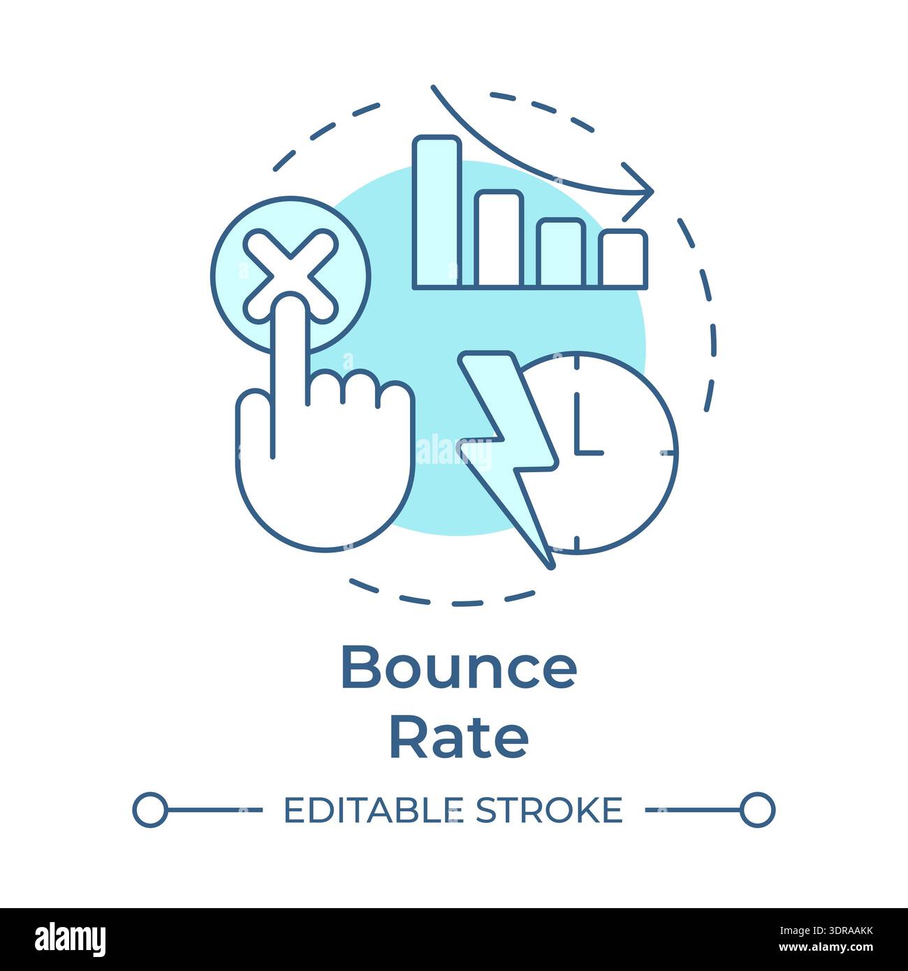 Bounce rate soft blue concept icon Stock Vector