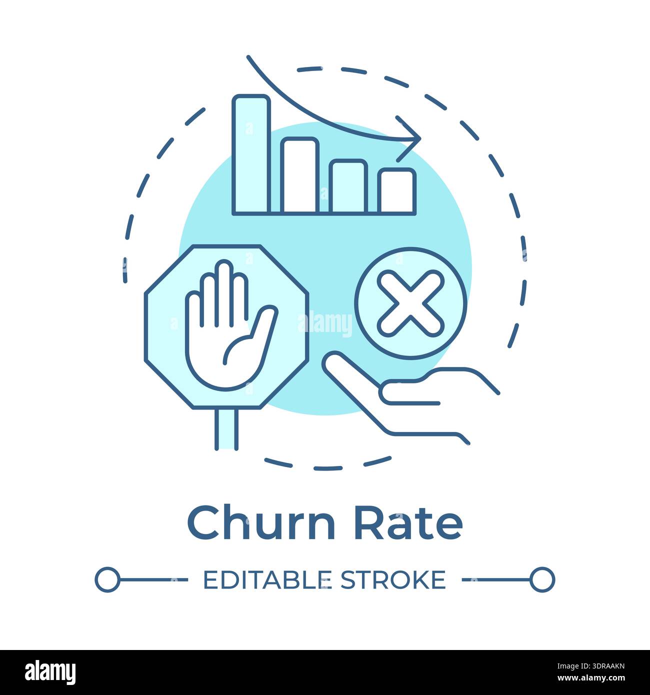 Churn rate soft blue concept icon Stock Vector