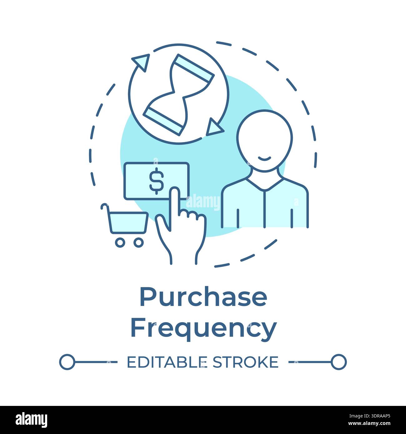 Purchase frequency soft blue concept icon Stock Vector
