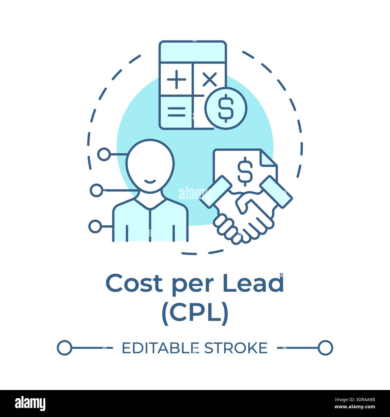 Cost per lead soft blue concept icon Stock Vector