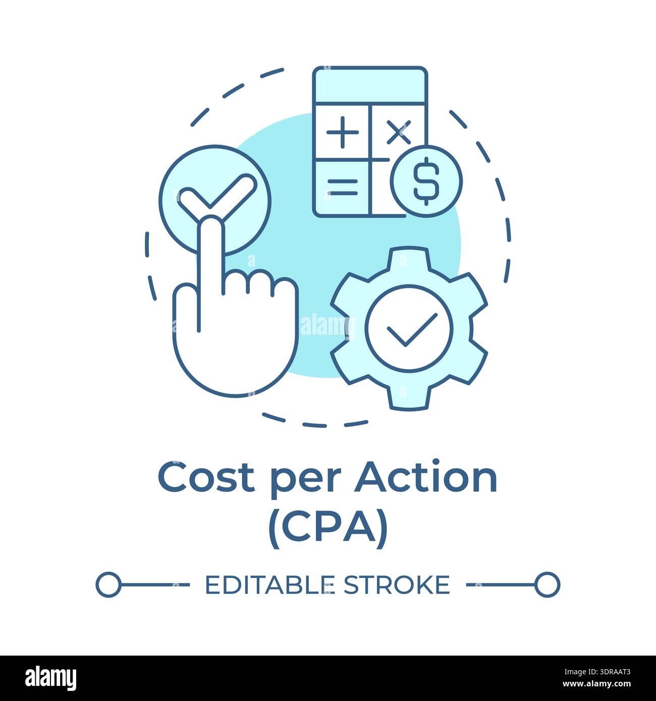 Cost per action soft blue concept icon Stock Vector