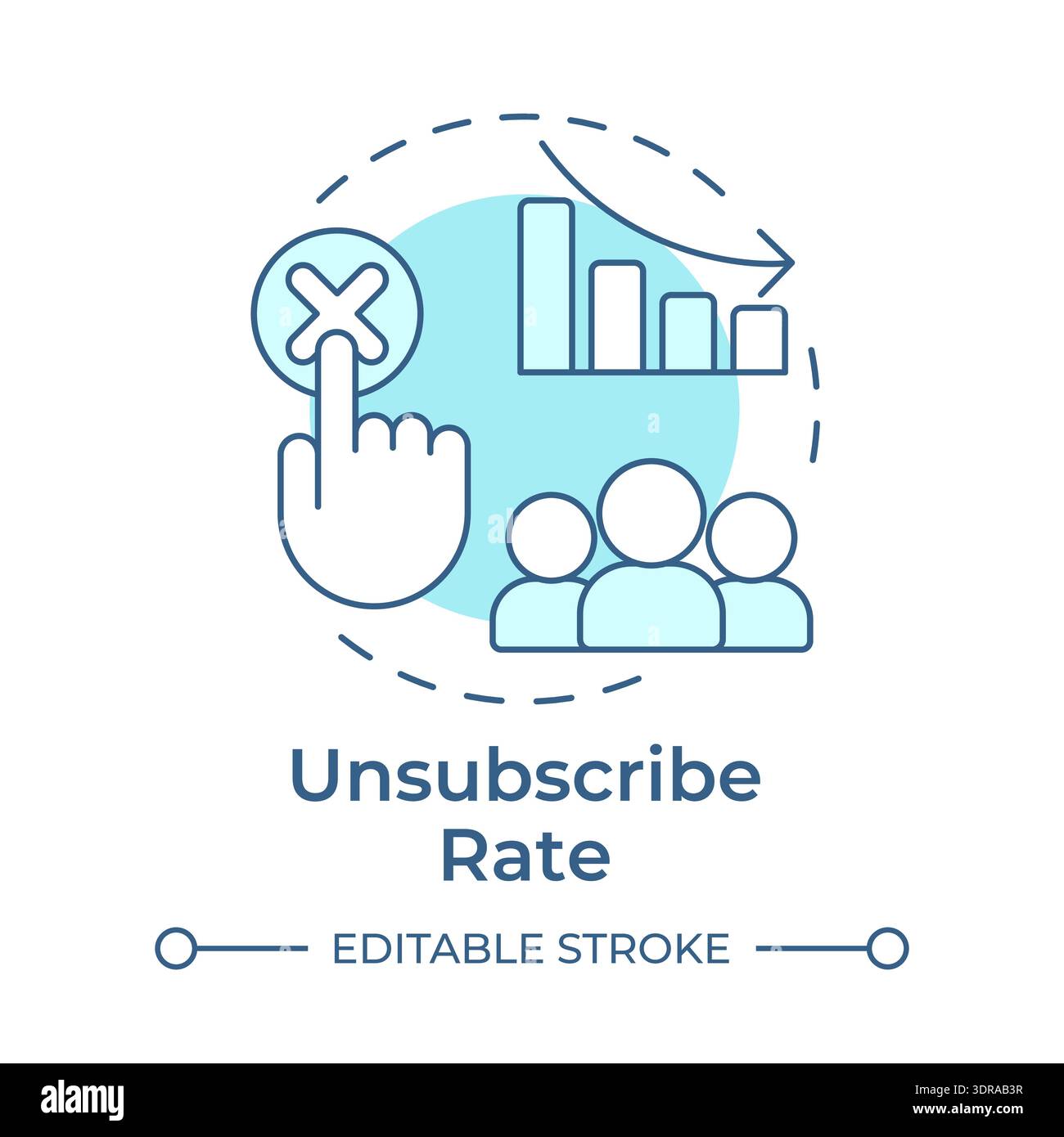 Unsubscribe rate soft blue concept icon Stock Vector